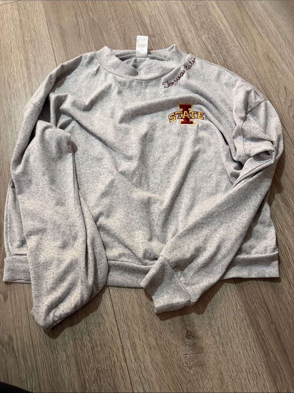 Iowa State Embroidered Gray Crewneck Sweatshirt